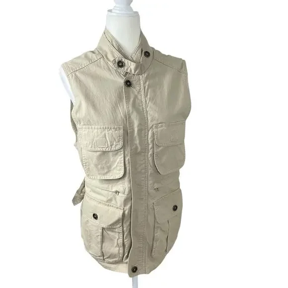 Woolrich Cotton Fishing Vest Pockets Utility Cargo Khaki Men's Size XS Outdoors - Picture 4 of 15
